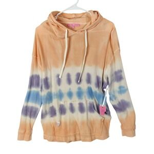 Simply Southern Tie Dye Waffle Knit Hoodie Pullover Orange Purple Women Large